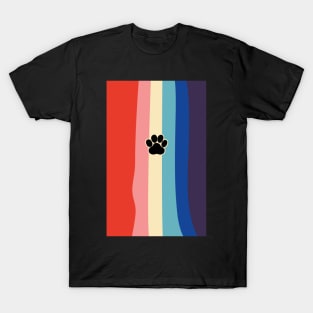 Dog paw on rainbow stripes T-Shirt